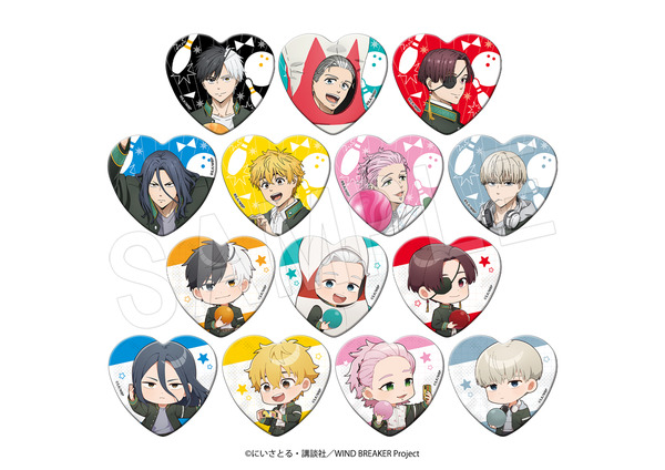 『WIND BREAKER』 × ROUND1 コラボの新グッズ「トレーディングハート缶バッジ ROUND1ver.」（C）にいさとる・講談社／WIND BREAKER Project