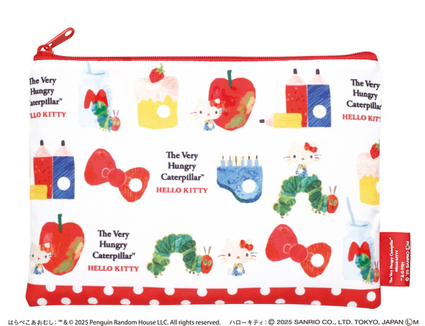 「はらぺこあおむし×ハローキティ バラエティーコレクション」カプセルトイが登場。「スクエアポーチL」（TM）＆（C）2025 Penguin Random House LLC. All rights reserved.（C）2025 SANRIO CO., LTD. APPROVAL NO. L660339