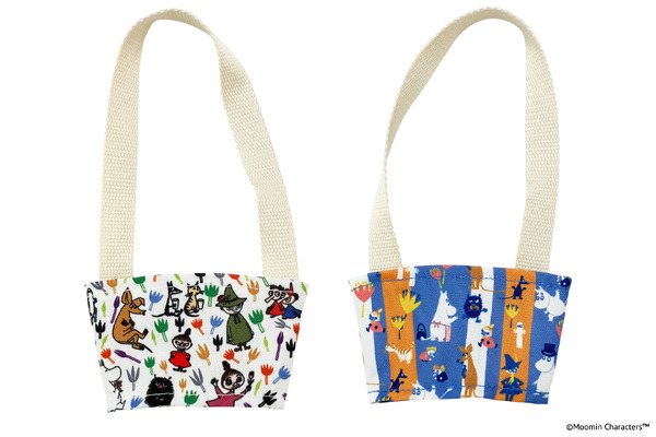 「ムーミンカフェ スタンド」新グッズのカップホルダー（フラワー／ストライプ柄）（C）Moomin Characters