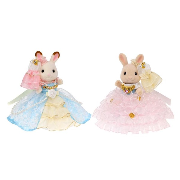 シルバニアファミリー展40th限定 ラグジュアリードレスペアセット-ショコラウサギ&みるくウサギ-