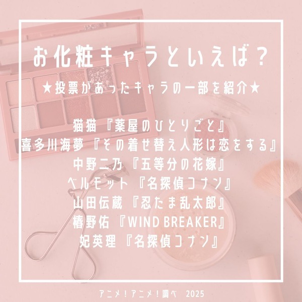 [お化粧キャラといえば？]　投票があった一部キャラを紹介