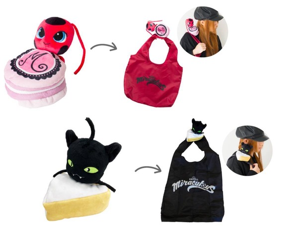 『ミラキュラス レディバグ＆シャノワール』より全2種の「肩乗せエコバッグ」（C）2025 ZAGTOON–METHOD–TOEI ANIMATION.