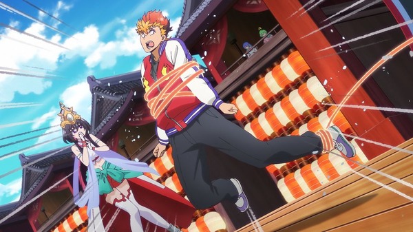 夏アニメ『陰陽廻天 Re:バース』第1話「死んでも負けを認めんな！ヤンキー、電祇平安京に立つ！」先行場面カット（C）作乃藤湖／「陰陽廻天 Re:バース」製作委員会