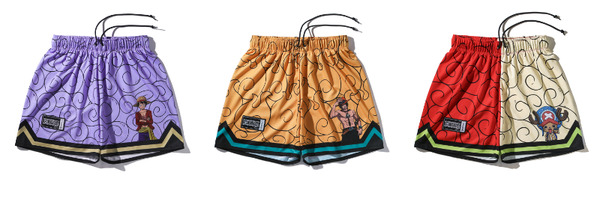 スポルディング『ONE PIECE』コラボレーションシリーズ「ジャージーショーツ ゴムゴムの実、メラメラの実、ヒトヒトの実」（C）O／S・F・T