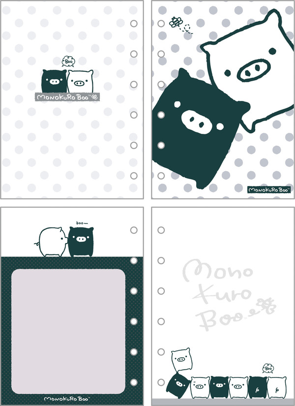 「6 穴シールノート モノクロブー」（C）2025 SAN-X CO., LTD. ALL RIGHTS RESERVED.