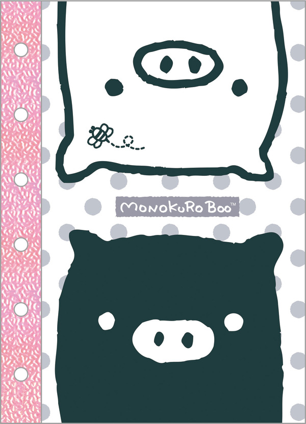 「6 穴シールノート モノクロブー」（C）2025 SAN-X CO., LTD. ALL RIGHTS RESERVED.