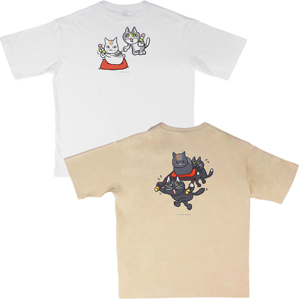 TVアニメ『夏目友人帳』ニャンコ先生×仕事猫「ちょこっとセレクト ビッグシルエット Tシャツ」（C）緑川ゆき・白泉社/「夏目友人帳」製作委員会（C）くまみね工房