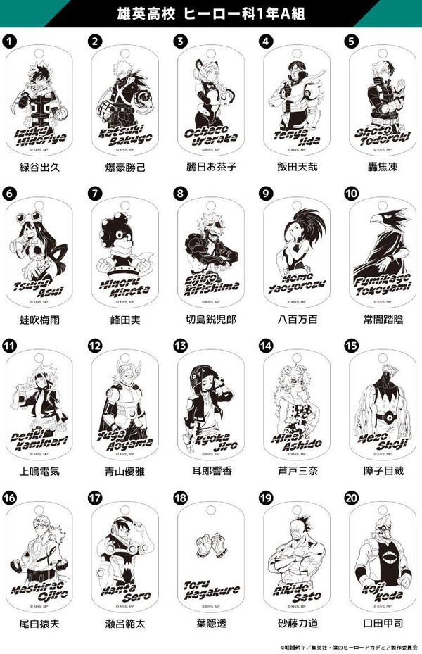 印鑑はんこSHOPハンコズ「僕のヒーローアカデミア プレミアムドッグタグ」選べるキャラクターは全43種（C）堀越耕平／集英社・僕のヒーローアカデミア製作委員会