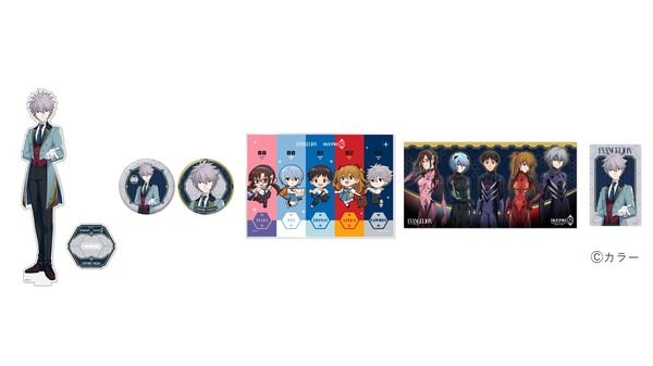 サンシャインシティプリンスホテル『エヴァンゲリオン』コラボのお持ち帰りグッズ（アクスタ/缶バッジ/アクリル色紙/バスタオル/カードキー）（C）カラー