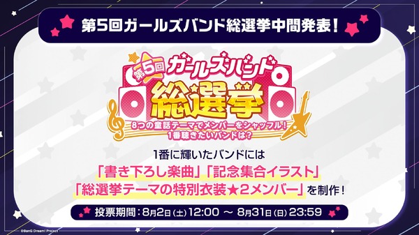 「第5回ガールズバンド総選挙」投票結果の中間発表！