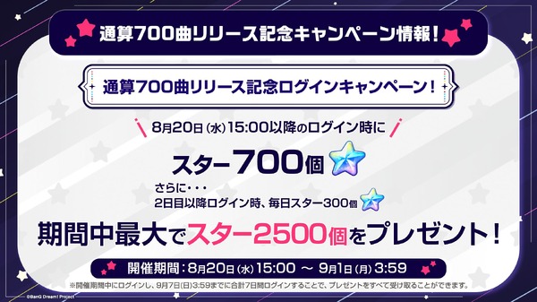 通算700曲リリース記念ログインキャンペーン！