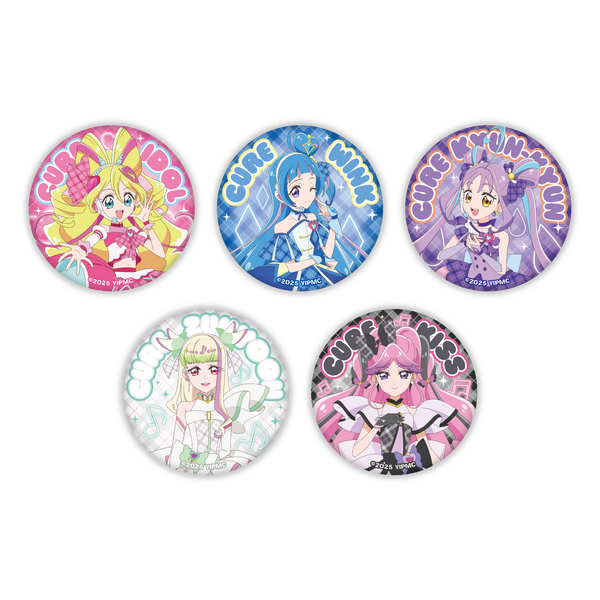 『映画キミとアイドルプリキュア♪』×Cafe Fan Baseオリジナルコラボグッズ「ホログラム缶バッジ」（C）2025 映画キミとアイドルプリキュア♪製作委員会（C）ABC-A・東映アニメーション