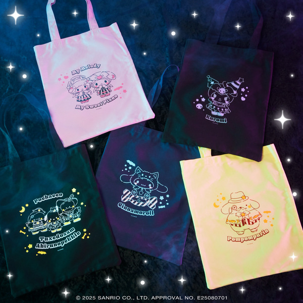 Happyくじ「Sanrio characters Halloween 2025」トートバッグ賞各種　イメージ（C）2025 SANRIO CO., LTD. APPROVAL NO. E25080701