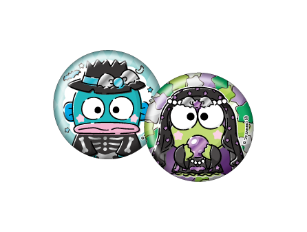 Happyくじ「Sanrio characters Halloween 2025」缶バッジSET賞：ハンギョドン、けろけろけろっぴ（C）2025 SANRIO CO., LTD. APPROVAL NO. E25080701