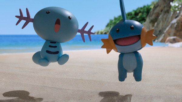 飛び跳ねるウパーと、ミズゴロウ