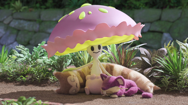 マシェードの下でお昼寝中の、オオタチ、コラッタ