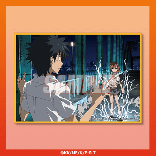 『とある科学の超電磁砲T』Newtype オンラインくじ　C賞：ミニ色紙 御坂美琴＆上条当麻 A（C）2018 鎌池和馬／冬川基／ＫＡＤＯＫＡＷＡ／PROJECT-RAILGUN T