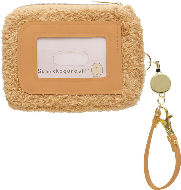 すみっコぐらしコレクション「ぬいぐるみリール付パスケース とんかつ」（C）2025 SAN-X CO., LTD. ALL RIGHTS RESERVED.