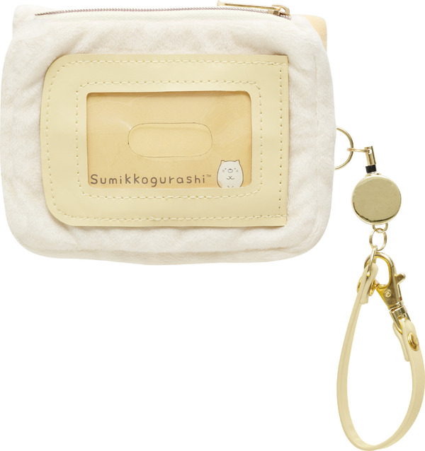 すみっコぐらしコレクション「ぬいぐるみリール付パスケース ねこ」（C）2025 SAN-X CO., LTD. ALL RIGHTS RESERVED.