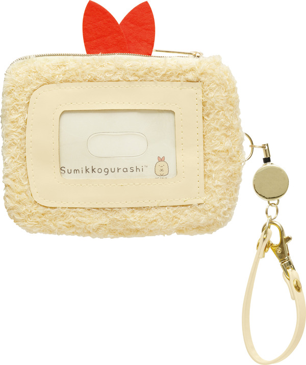 すみっコぐらしコレクション「ぬいぐるみリール付パスケース えびふらいのしっぽ」（C）2025 SAN-X CO., LTD. ALL RIGHTS RESERVED.