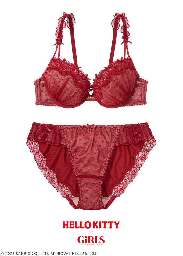 ハローキティ　ドットチュールブラセット