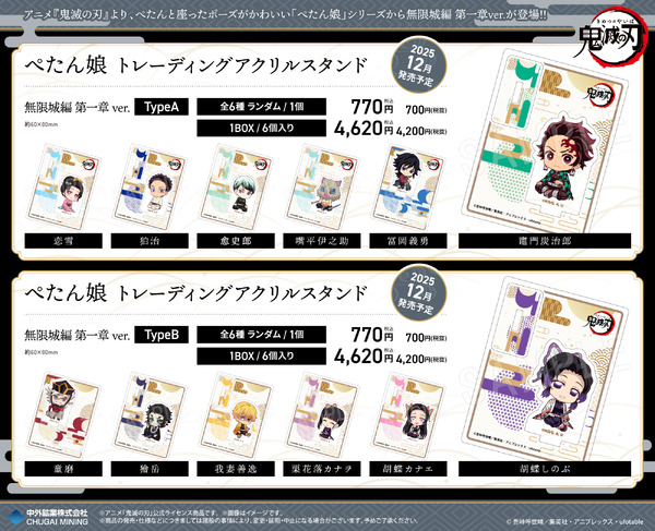 アニメ『鬼滅の刃』ぺたん娘 トレーディングアクリルスタンド 無限城編 第一章ver.（C）吾峠呼世晴／集英社・アニプレックス・ufotable