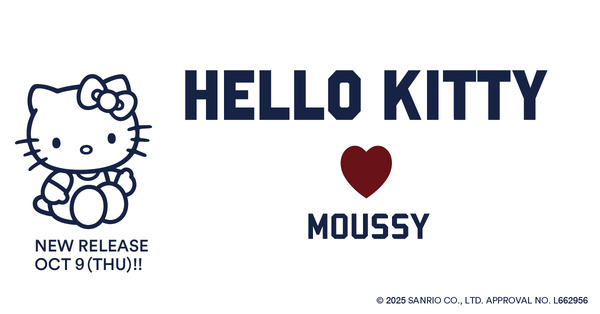 HELLO KITTY×MOUSSY　ハローキティとマウジーがコラボレーション（C）25 SANRIO CO., LTD. APPR. NO. L662956