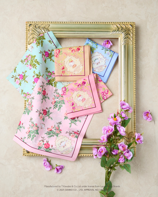 ローラ アシュレイ×サンリオキャラクターズ「ハンカチ」（C）2025 SANRIO CO., LTD. APPROVAL. NO. L662645