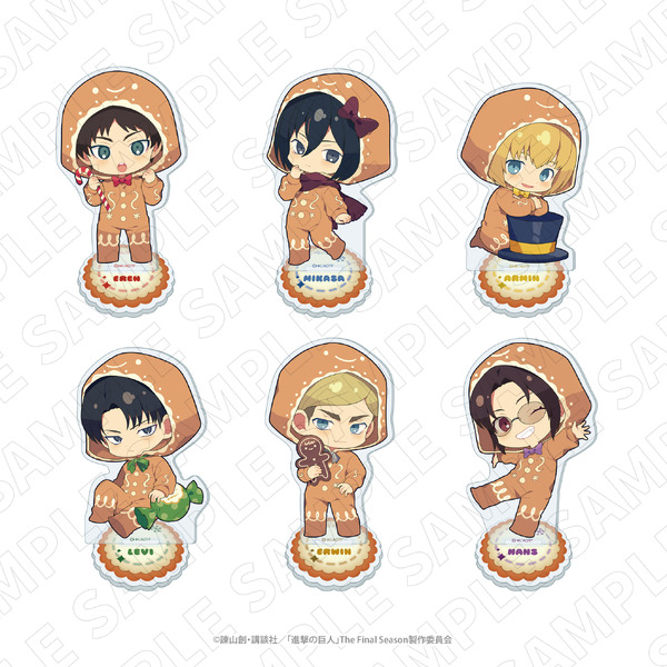 TVアニメ『進撃の巨人』3 o’clock「ミニキャラBIGアクリルスタンド（エレン/ミカサ/アルミン/リヴァイ/エルヴィン/ハンジ）」（C）諫山創・講談社／「進撃の巨人」The Final