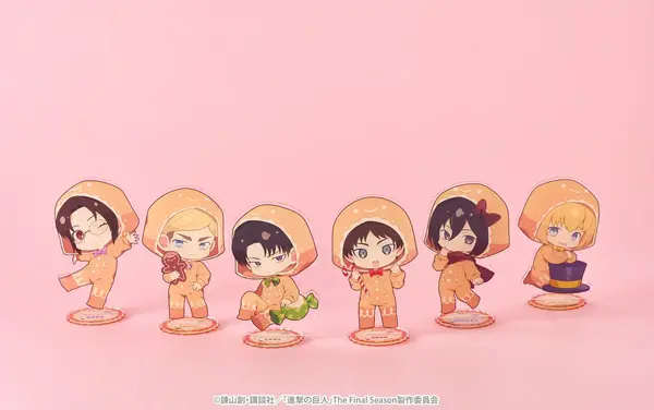 TVアニメ『進撃の巨人』3 o’clock「ミニキャラBIGアクリルスタンド（エレン/ミカサ/アルミン/リヴァイ/エルヴィン/ハンジ）」（C）諫山創・講談社／「進撃の巨人」The Final