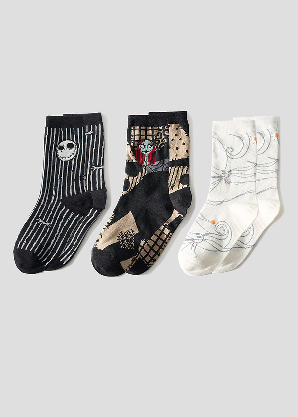 『ナイトメアー・ビフォア・クリスマス』×グラニフ「ジャック＆サリー＆ゼロ｜ソックス3Pボックスセット」（C）Disney