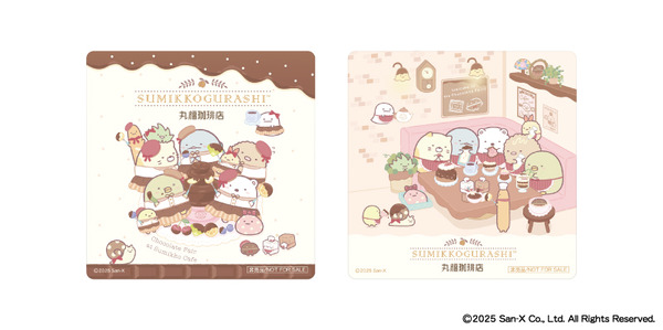「丸福珈琲店×すみっコぐらしフェア」コラボドリンク注文特典のコースター（C）2025 San-X Co., Ltd. All Rights Reserved.