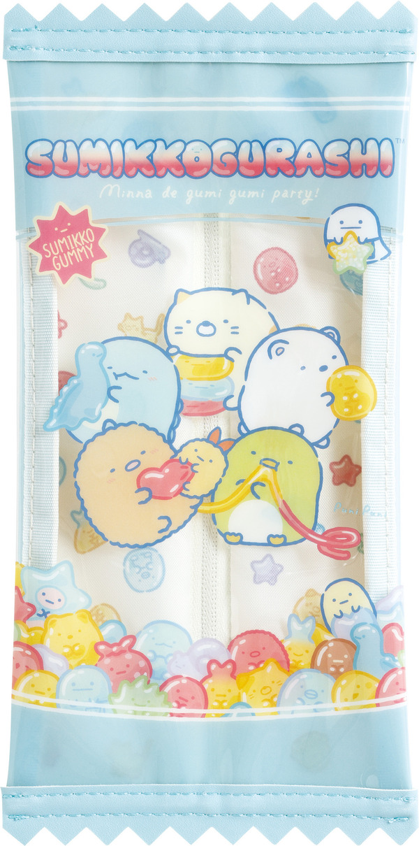 すみっコぐらし「グミグミパーティー」フラットペンポーチ（C）2025 SAN-X CO., LTD. ALL RIGHTS RESERVED.