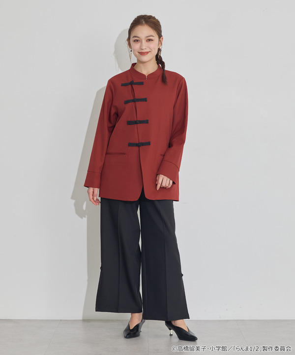 TVアニメ『らんま1/2』× earth music＆ecology Japan Label「チャイナシャツジャケット」ボルドー　着用イメージ（C）高橋留美子・小学館/「らんま1/2」製作委員会