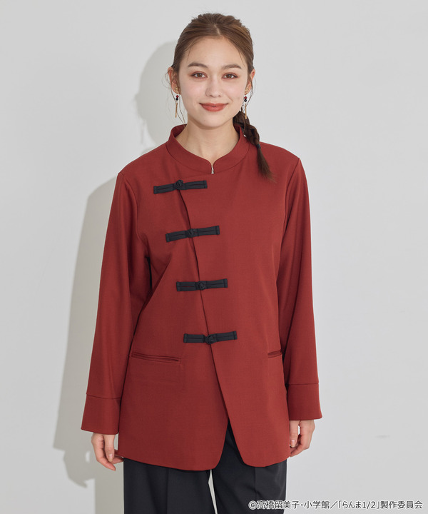 TVアニメ『らんま1/2』× earth music＆ecology Japan Label「チャイナシャツジャケット」ボルドー　着用イメージ（C）高橋留美子・小学館/「らんま1/2」製作委員会