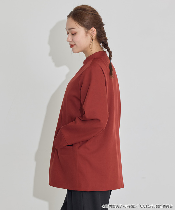 TVアニメ『らんま1/2』× earth music＆ecology Japan Label「チャイナシャツジャケット」ボルドー　着用イメージ（C）高橋留美子・小学館/「らんま1/2」製作委員会