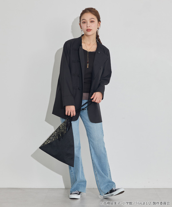 TVアニメ『らんま1/2』× earth music＆ecology Japan Label「チャイナシャツジャケット」ブラック　着用イメージ（C）高橋留美子・小学館/「らんま1/2」製作委員会