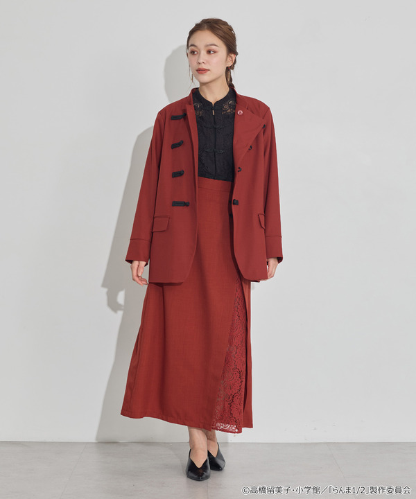 TVアニメ『らんま1/2』× earth music＆ecology Japan Label「チャイナシャツジャケット」ボルドー　着用イメージ（C）高橋留美子・小学館/「らんま1/2」製作委員会