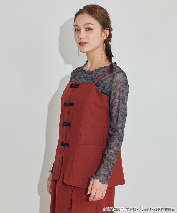TVアニメ『らんま1/2』× earth music＆ecology Japan Label「チャイナビスチェ」ボルドー　着用イメージ（C）高橋留美子・小学館/「らんま1/2」製作委員会