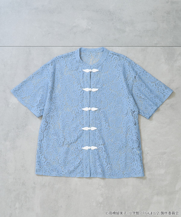 TVアニメ『らんま1/2』× earth music＆ecology Japan Label「チャイナレースシャツ」ライトブルー（C）高橋留美子・小学館/「らんま1/2」製作委員会