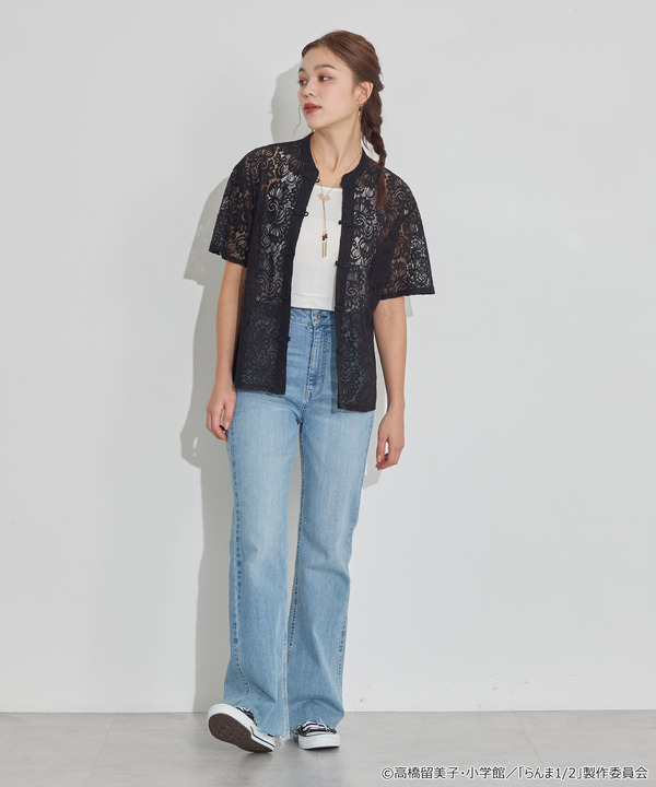 TVアニメ『らんま1/2』× earth music＆ecology Japan Label「チャイナレースシャツ」ブラック　着用イメージ（C）高橋留美子・小学館/「らんま1/2」製作委員会