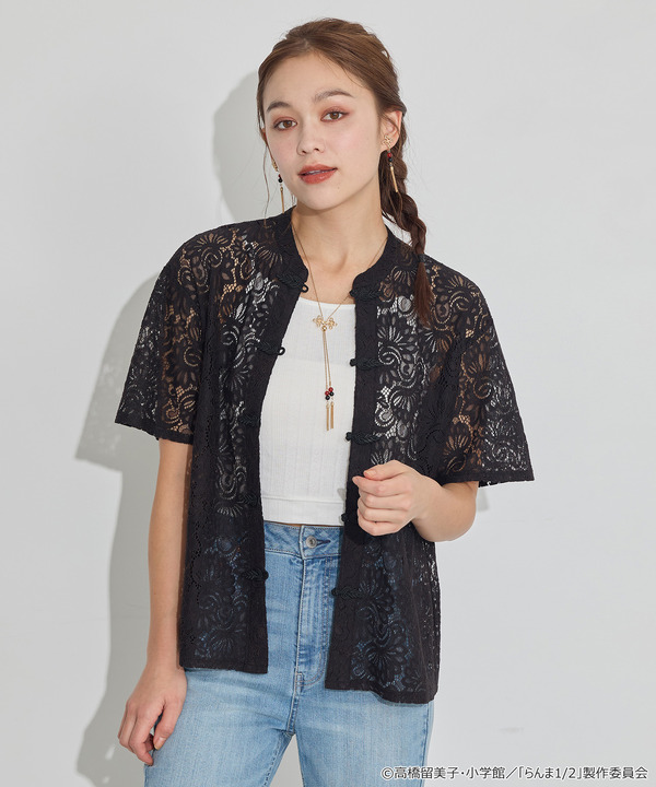 TVアニメ『らんま1/2』× earth music＆ecology Japan Label「チャイナレースシャツ」ブラック　着用イメージ（C）高橋留美子・小学館/「らんま1/2」製作委員会