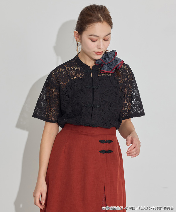 TVアニメ『らんま1/2』× earth music＆ecology Japan Label「チャイナレースシャツ」ブラック　着用イメージ（C）高橋留美子・小学館/「らんま1/2」製作委員会