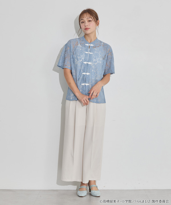 TVアニメ『らんま1/2』× earth music＆ecology Japan Label「チャイナレースシャツ」ライトブルー　着用イメージ（C）高橋留美子・小学館/「らんま1/2」製作委員会