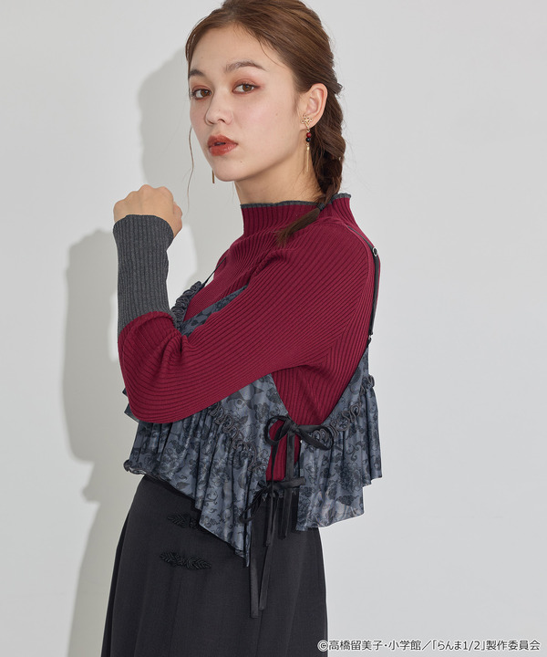 TVアニメ『らんま1/2』× earth music＆ecology Japan Label「シアービスチェ」ブラック　着用イメージ（C）高橋留美子・小学館/「らんま1/2」製作委員会