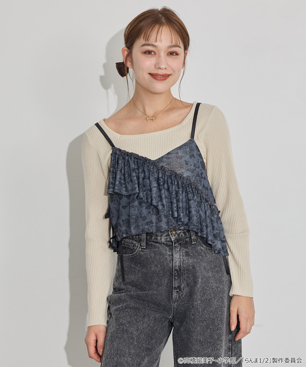 TVアニメ『らんま1/2』× earth music＆ecology Japan Label「シアービスチェ」ブラック　着用イメージ（C）高橋留美子・小学館/「らんま1/2」製作委員会