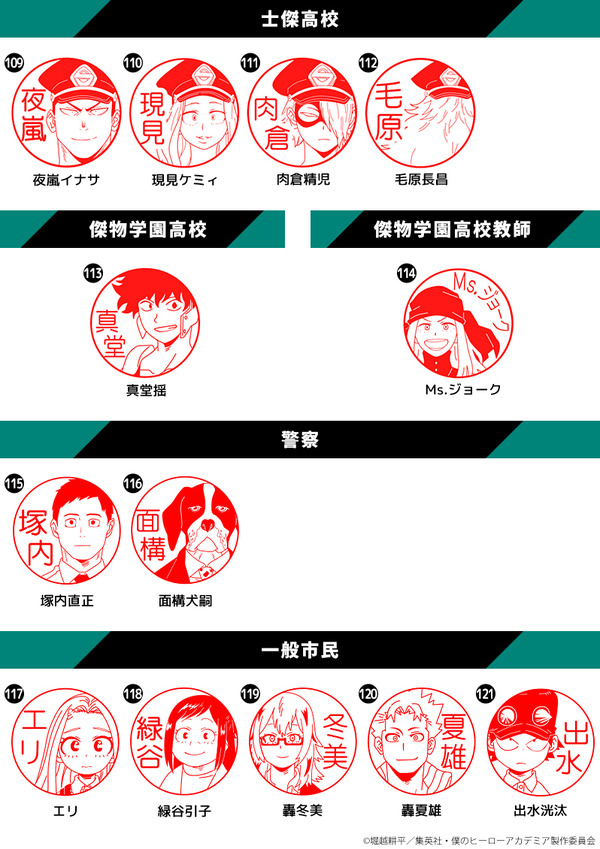 印鑑はんこSHOPハンコズ「僕のヒーローアカデミア はんこコレクション」（C）堀越耕平／集英社・僕のヒーローアカデミア製作委員会