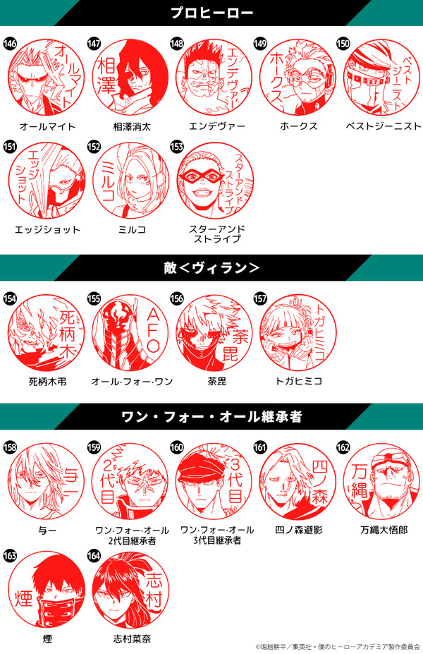 印鑑はんこSHOPハンコズ「僕のヒーローアカデミア はんこコレクション」（C）堀越耕平／集英社・僕のヒーローアカデミア製作委員会