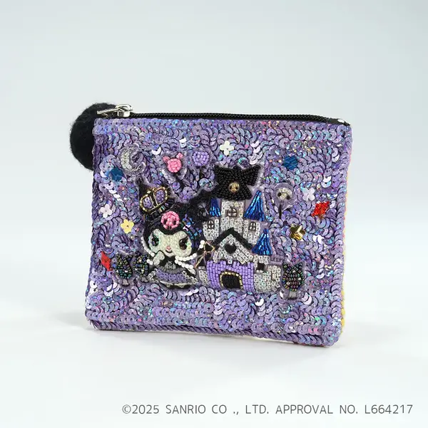 スパンコール刺繍ポーチ“Kuromi”    ¥9,690(税込)