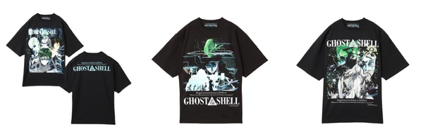 GHOST IN THE SHELL x Kosuke Kawamura x atmos コラボTシャツ（全3種） 販売予定価格：各¥12,100（税込）